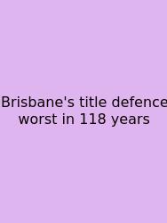 Brisbane's Title Defence Worst In 118 Years