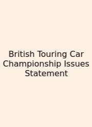 British Touring Car Championship Issues Statement