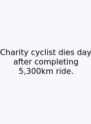 Charity Cyclist Dies Day After Completing 5,300km Ride.