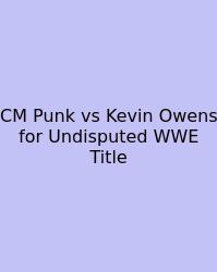 CM Punk Vs Kevin Owens For Undisputed WWE Title