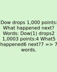 Dow Drops 1,000 Points: What Happened Next? Words: Dow(1) Drops2 1,0003 Points:4 What5 Happened6 Next?7 => 7 Words.