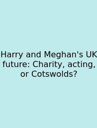 Harry And Meghan's UK Future: Charity, Acting, Or Cotswolds?