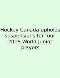 Hockey Canada Upholds Suspensions For Four 2018 World Junior Players