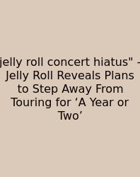 Jelly Roll Concert Hiatus
