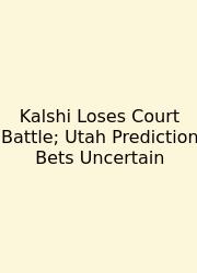 Kalshi Loses Court Battle; Utah Prediction Bets Uncertain