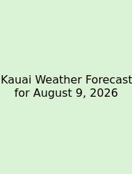 Kauai Weather Forecast For August 9, 2026