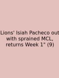 Lions' Isiah Pacheco Out With Sprained MCL, Returns Week 1
