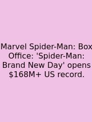 Marvel Spider-Man: Box Office: 'Spider-Man: Brand New Day' Opens $168M+ US Record.