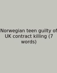 Norwegian Teen Guilty Of UK Contract Killing (7 Words)