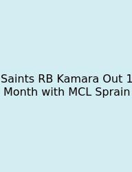 Saints RB Kamara Out 1 Month With MCL Sprain