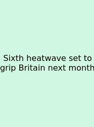 Sixth Heatwave Set To Grip Britain Next Month
