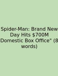 Spider-Man: Brand New Day Hits $700M Domestic Box Office