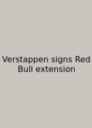 Verstappen Signs Red Bull Extension