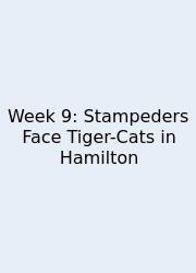 Week 9: Stampeders Face Tiger-Cats In Hamilton