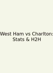 West Ham Vs Charlton: Stats & H2H