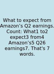 What To Expect From Amazon’s Q2 Earnings. Count: What1 To2 Expect3 From4 Amazon’s5 Q26 Earnings7. That's 7 Words.